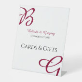Burgundy Initialen - Dall Wedding Cards & Gifts Reclamebord Met Voetstuk (Voorkant)