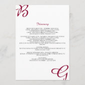 Burgundy Initialen Fall Weddenschap Welkomstreisro Programmakaart (Achterkant)