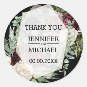 Burgundy iory dark moody roos eucalyptus ronde sticker