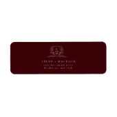 Burgundy & Ivoor botanisch wapen monogram bruiloft Etiket (Voorkant)