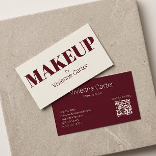 Burgundy Ivoor Typografie Make-up Artiest Salon Visitekaartje
