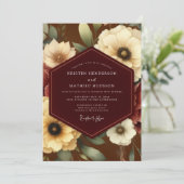 Burgundy Ivory Bloom Wedding Kaart (Staand voorkant)