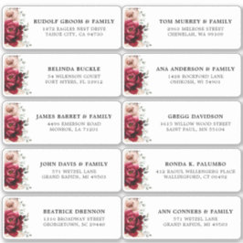 Burgundy Ivory Blush Floral Wedding Guest Adres Sticker