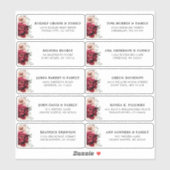 Burgundy Ivory Blush Floral Wedding Guest Adres Sticker (Vel)