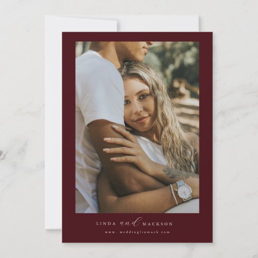 Burgundy & Ivory botanical crest monogram wedding Kaart (Achterkant)