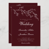 Burgundy & Ivory Botanical Elegant Wedding Kaart (Voorkant / Achterkant)
