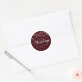 Burgundy & Ivory Botanical Elegant Wedding Ronde Sticker (Envelop)