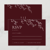 Burgundy & Ivory Botanical Elegant Wedding RSVP Kaartje (Voorkant / Achterkant)