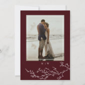 Burgundy & Ivory Botanical Engagement Party Kaart (Achterkant)