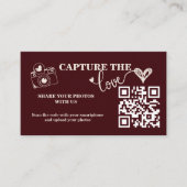 Burgundy & Ivory Capture The Love QR Code Wedding Informatiekaartje (Voorkant)