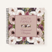 Burgundy Ivory Cream Floral Polka Dot Recipe Notitieboek (Voorkant)