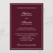 Burgundy & Ivory Crest Old Money QR Code Wedding Kaart (Voorkant)