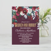 Burgundy Ivory Floral Arrangement Brunch Bubble Kaart (Staand voorkant)