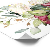 Burgundy Ivory Floral Birthday Party Welcome Sign Poster (Hoek)