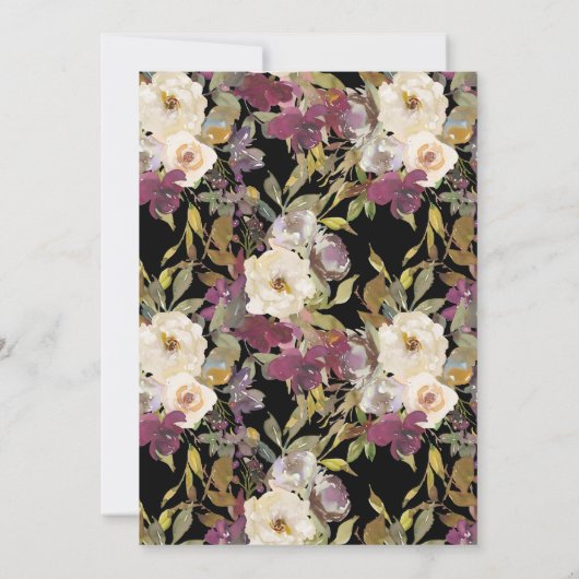 Burgundy Ivory Floral Foliage Black 95th Birthday Kaart (Achterkant)