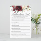 Burgundy Ivory Floral Vrijgezellenfeest Feud Game (Staand voorkant)