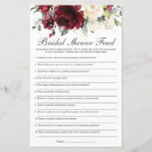 Burgundy Ivory Floral Vrijgezellenfeest Feud Game (Voorkant)