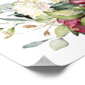 Burgundy Ivory Floral Vrijgezellenfeest Welkomstte Poster (Hoek)