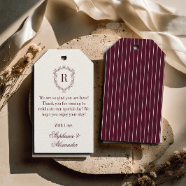 Burgundy Ivory Monogram Crest Old Money Wedding Cadeaulabel