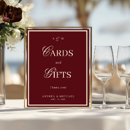 Burgundy & Ivory Old Money Cards and Gifts Sign Poster