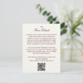 Burgundy & Ivory QR Code Wedding Guest Details Informatiekaartje (Staand voorkant)