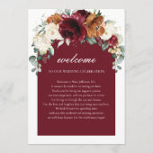 Burgundy Ivory Rust Floral Wedding Order of Event  Programmakaart (Achterkant)