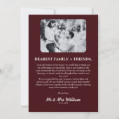 Burgundy & Ivory Rustic Photo Wedding Bedankkaart (Achterkant)