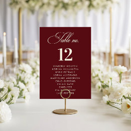 Burgundy Ivory Seating Chart Names Wedding Sign Kaart