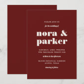 Burgundy & Ivory Simple Modern Formal Wedding Kaart (Voorkant / Achterkant)