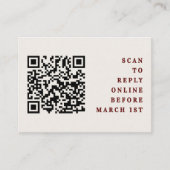 Burgundy & Ivory Simple Wedding QR Code RSVP Informatiekaartje (Voorkant)