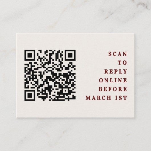 Burgundy & Ivory Simple Wedding QR Code RSVP Informatiekaartje (Voorkant)