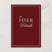Burgundy Ivory Stripes Old Money Wedding Details Informatiekaartje (Voorkant)