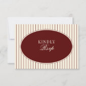 Burgundy Ivory Stripes Oval Old Money Mail In RSVP (Voorkant)
