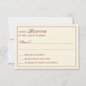 Burgundy Ivory Stripes Oval Old Money Mail In RSVP (Achterkant)