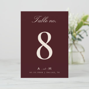 Burgundy & Ivory Trouw 5x7 Tafelnummerkaart Kaart