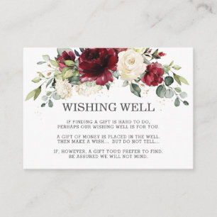 Burgundy Ivory White Floral Wedding Goed Informatiekaartje