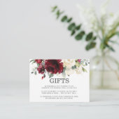 Burgundy Ivory White Floral Wedding Goed Informatiekaartje (Staand voorkant)