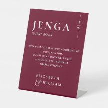 Burgundy Jenga-gastenboek Minimalistisch modern