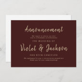 Burgundy-kaart voor minimale bruiloft met script kaart (Voorkant / Achterkant)