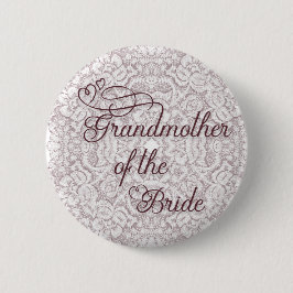 Burgundy Kant Harten Grootmoeder van de Bruid Ronde Button 5,7 Cm