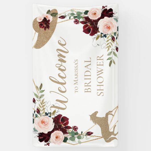 Burgundy Kentucky Derby Vrijgezellenfeest Welkom Spandoek (Verticaal)