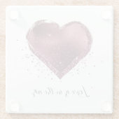 Burgundy Kersen Glitter Glans Hart Liefde  Glazen Onderzetter (Achterkant)