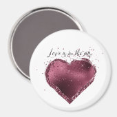 Burgundy Kersen Glitter Glans Hart Liefde Magneet (Voorkant / Achterkant)