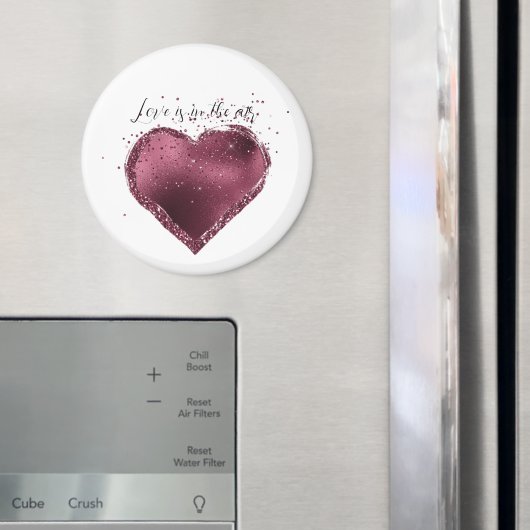Burgundy Kersen Glitter Glans Hart Liefde Magneet (Insitu (Koelkast))
