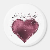 Burgundy Kersen Glitter Glans Hart Liefde Magneet (Voorkant)
