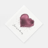 Burgundy Kersen Glitter Glans Hart Liefde  Servet (Hoek)