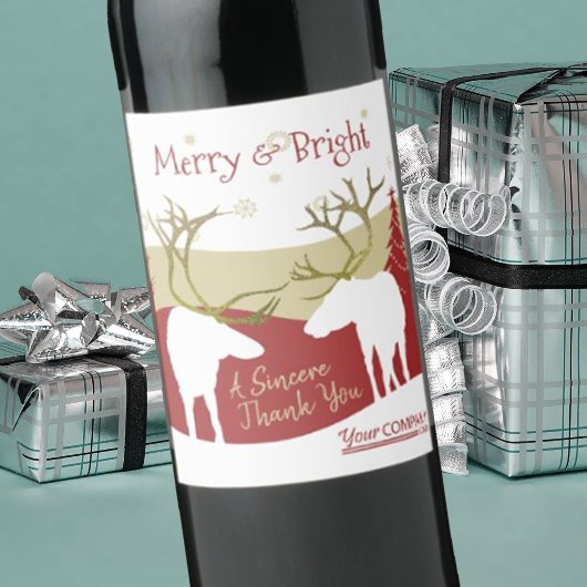 Burgundy Kerst- en Feestfleslabel Wijn Etiket