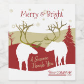 Burgundy Kerst Merry & Bright Fleslabel Wijn Etiket (Enkel label)