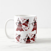 Burgundy-kerstboompatroonmonogrammen Koffiemok (Links)