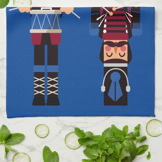 Burgundy Kerstmis Nutkraker Drummers Theedoek (Gevouwen)